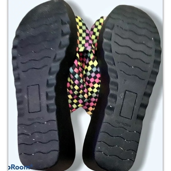 Soho Cobbler Wedge Flip Flops Sandals Black 7 - Picture 6 of 9